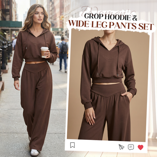 Conjunto de Sudadera con Capucha V y Pantalones para Mujer