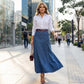 Falda Maxi vaquera de cintura alta y línea A para mujer