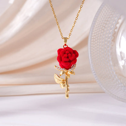 🌹Compra 2 y recibe 1 gratis 💎Collar con colgante de rosa roja elegante