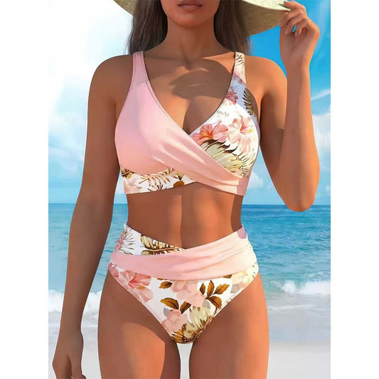 Bikini para Mujer de Tiro Alto con Estampado Floral