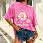 ⏳50 % de descuento⏰Camiseta holgada con estampado vintage de margaritas desgastadas🌼👚